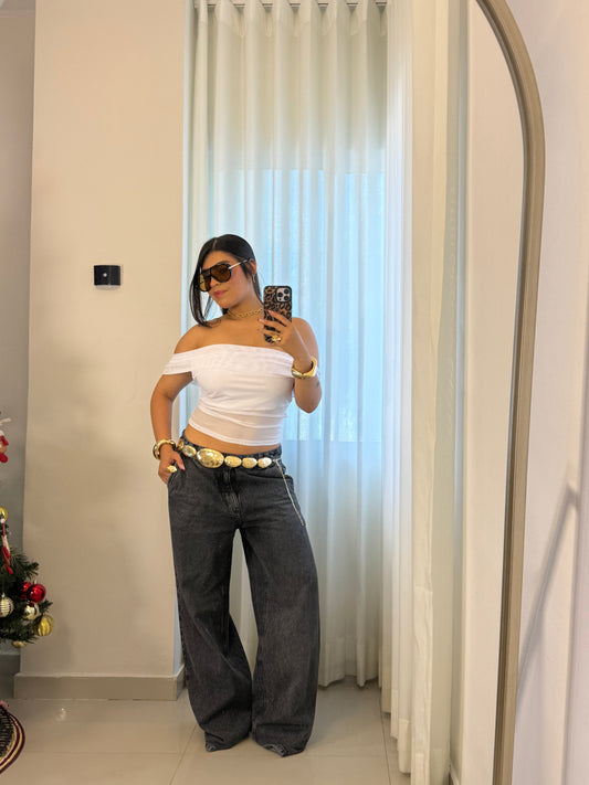 Jeans descaderado humo